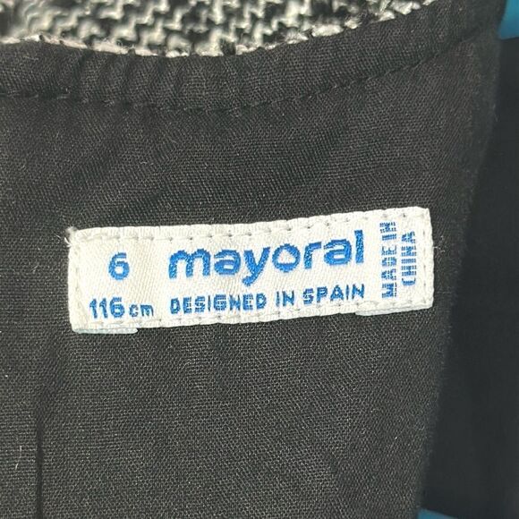 Mayoral Black and White Tweed Dress Short Sleeve Wool Blend Size 6 116 sm - Picture 8 of 10
